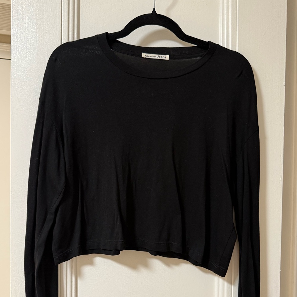 Reformation Black Long Sleeve Top